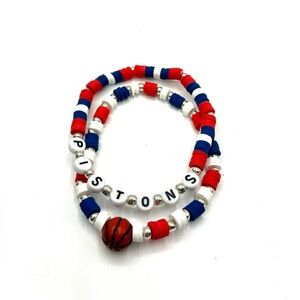 Pistons Beaded Bracelet Set